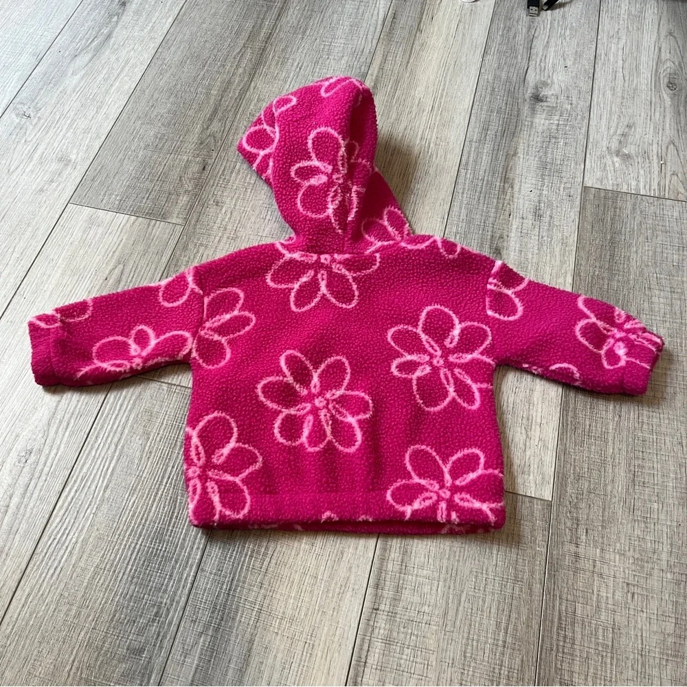 Carter’s Pink Floral Fleece Baby Hoodie - Size 9M - Cozy Floral Fall Winter Cute